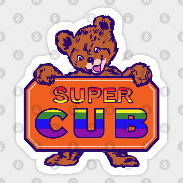 piper cub metal sign plate but super gay / super cub rainbow pride flag Sticker by mudwizard